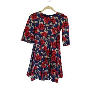 NWOT Bill Bonny Navy Floral Dress Girl's Size 7-8 Holiday Dress Christmas Party